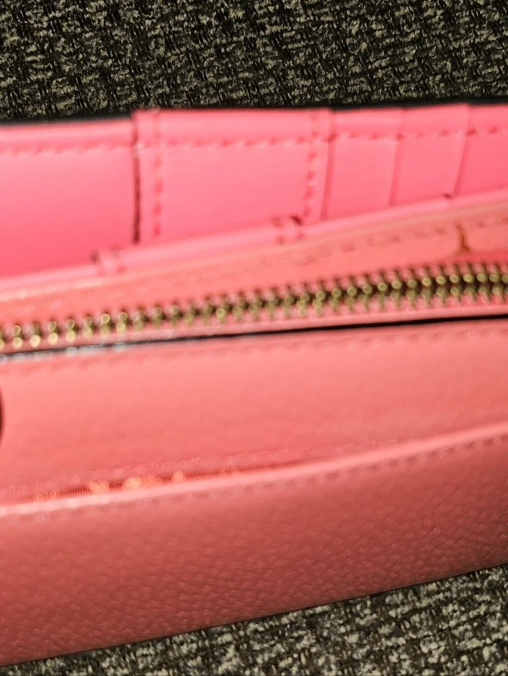 kate spade coral pink pebbled leather card holder